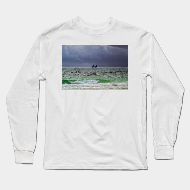 Sailing Boats, Boracay Island, Philippines Long Sleeve T-Shirt by likbatonboot